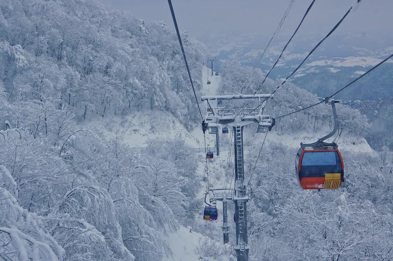 Cable car in South Korea ski resorts