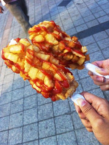 Korean Corndog or Gamja Hot Dog (감자핫도그)
