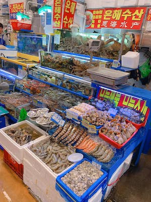 seafood stalls in the market