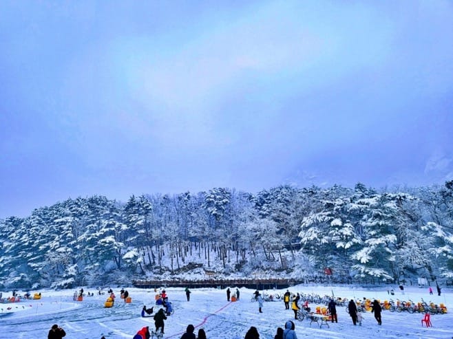 Sanjeong Lake Sledding Festival in Pocheon, South Korea
