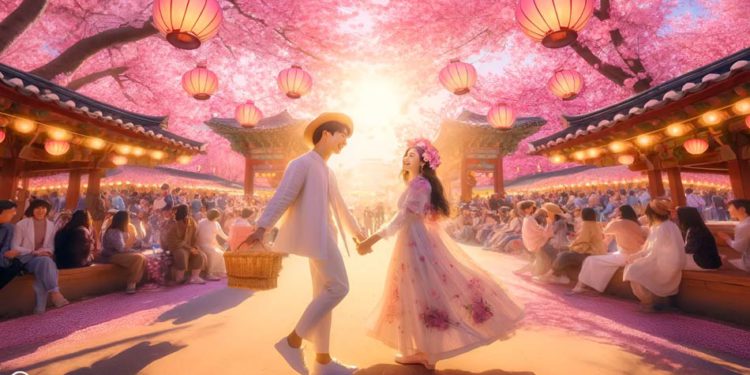 romantic dates during cherry blossom south korea 2024